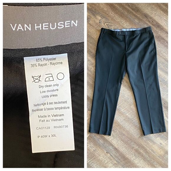 Van Heusen Black Trouser Dress Pants 40 Waist Men’s - Picture 4 of 7